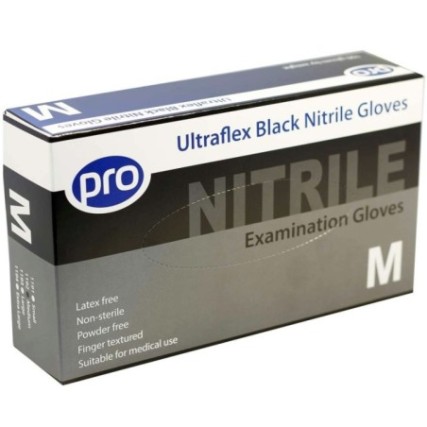 Extra Large - Black Nitrile Powder Free Gloves Ultraflex (Case Of 1000)