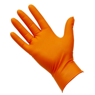 Diamond Grip Orange Nitrile Gloves - Large